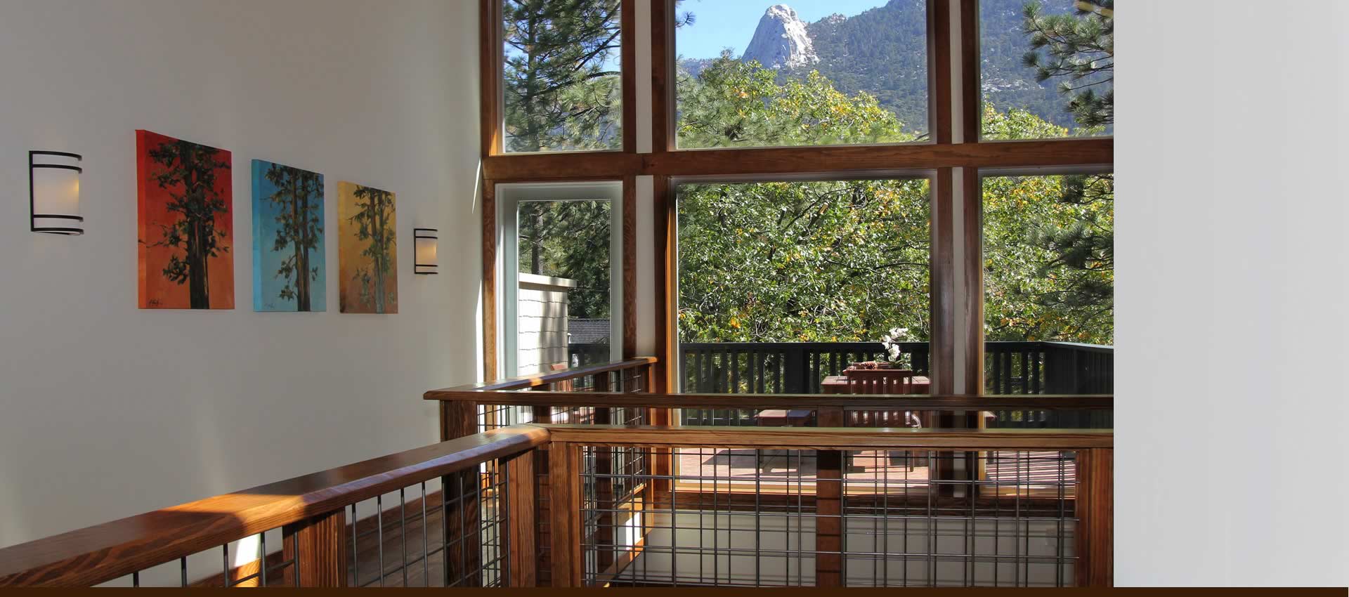 View of mountains and tahquitz peak from inside the lodge